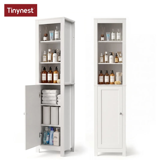 TinyNest Slim Farmhouse Wooden Corner Floor Cabinet