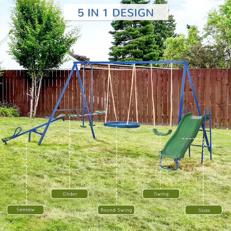 Metal Swing Set For Kids Outdoor Heavy Duty Frame With Double Swings