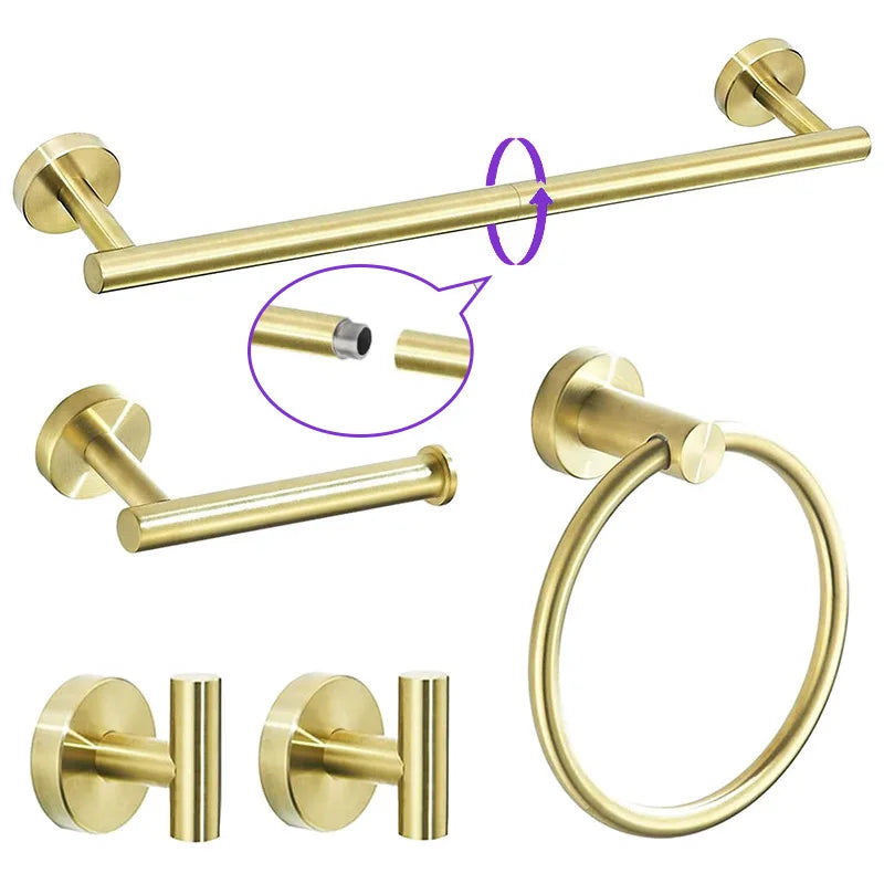5 Piece Bathroom Hardware Set Stainless Steel Towel Bar Rack