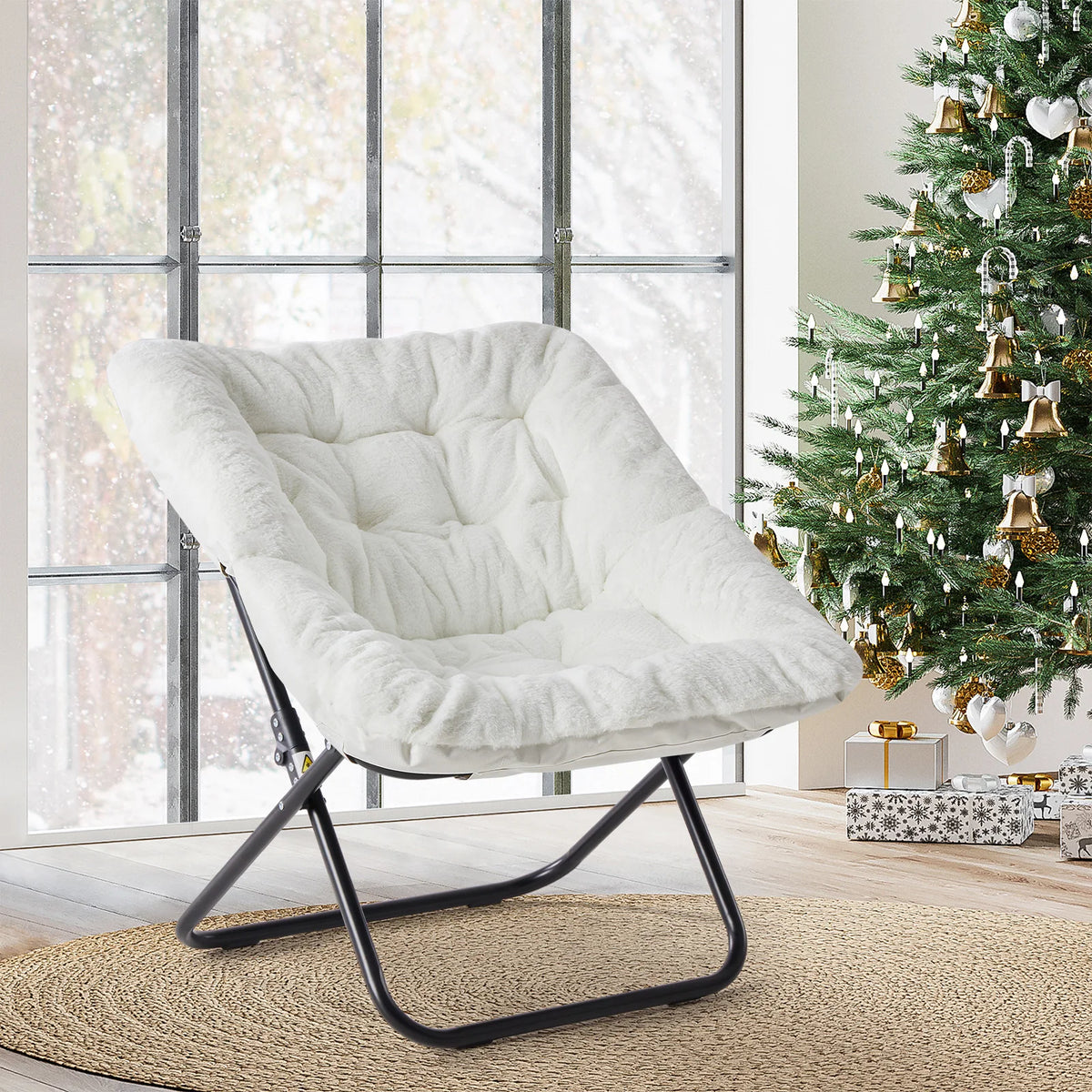 JHK Contemporary Faux Fur Swivel Padded Lounge Chair