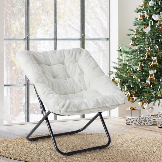 JHK Contemporary Faux Fur Swivel Padded Lounge Chair