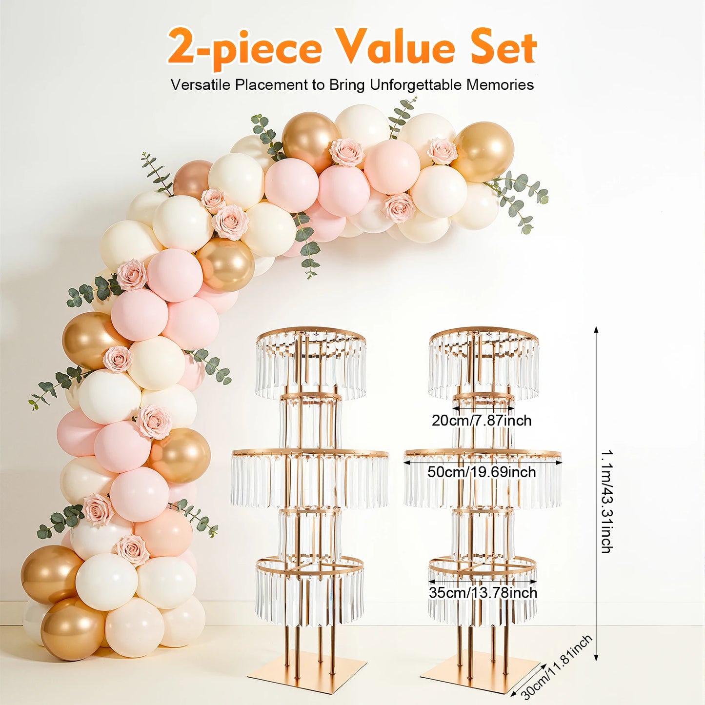 Five-Tier Iron and Acrylic Wedding Flower Stand Centerpiece