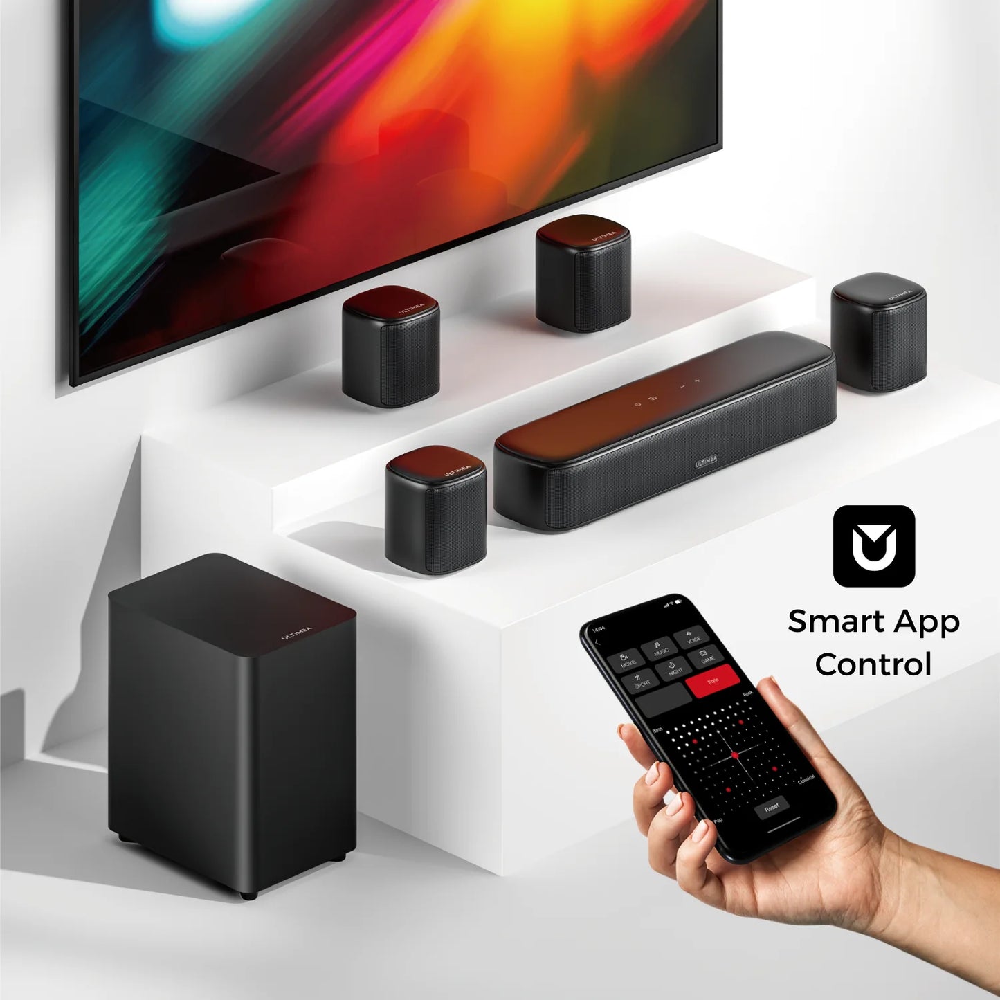 ULTIMEA 7.1 Channel Sound Bar System With Four Surround Speakers