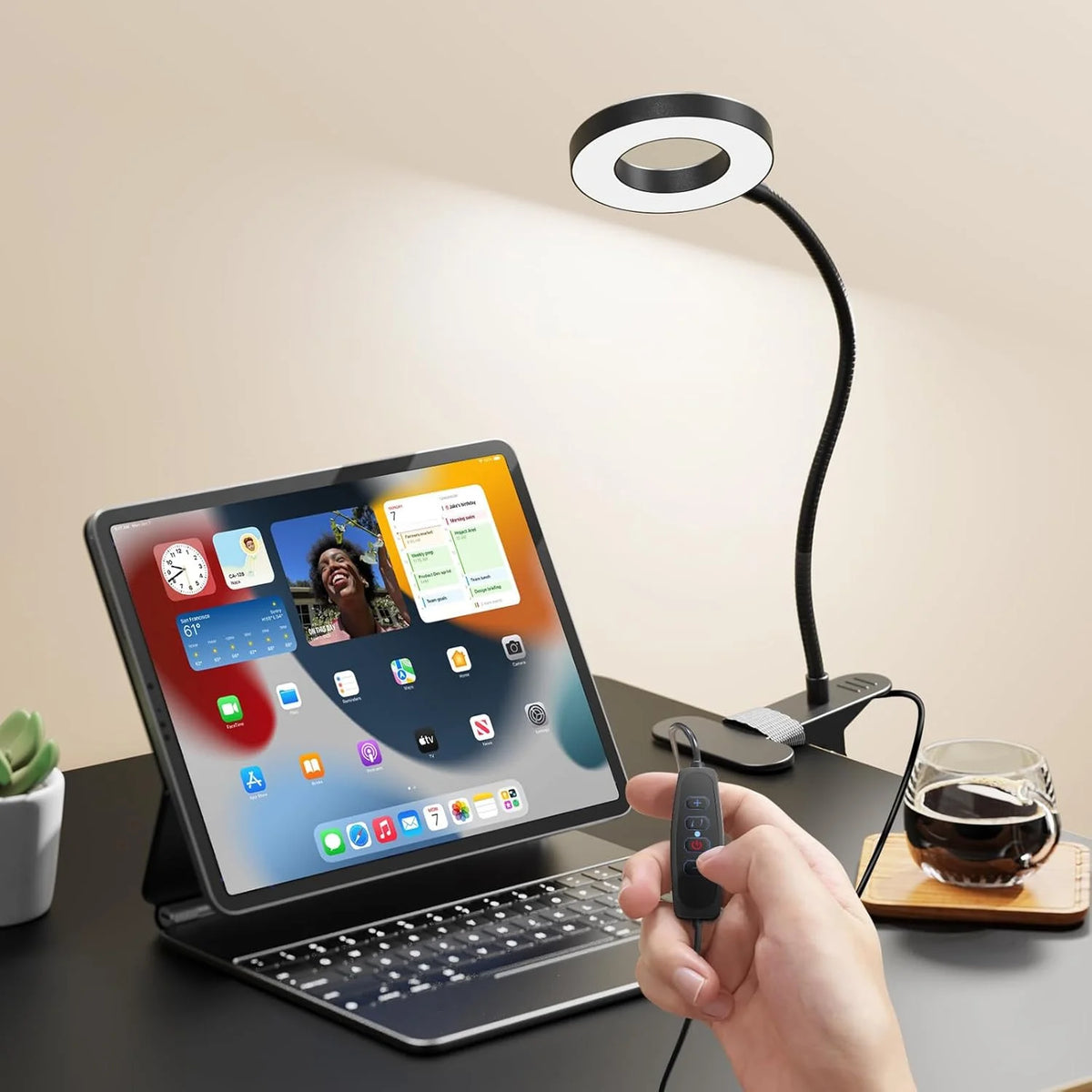 Dumiloo LED Clip On Magnifying Desk Lamp Adjustable Gooseneck