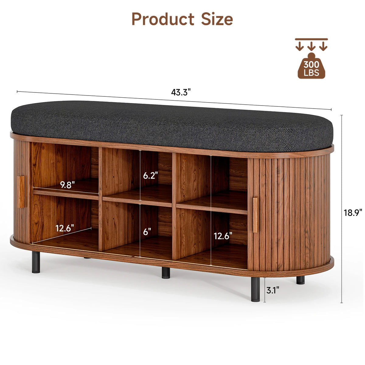 3 Tier Wooden Shoe Storage Bench Organizer With Cushion