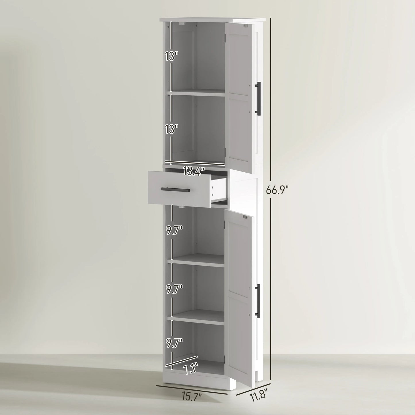 HOMCOM Modern Bathroom Storage Cabinet With Barn Doors