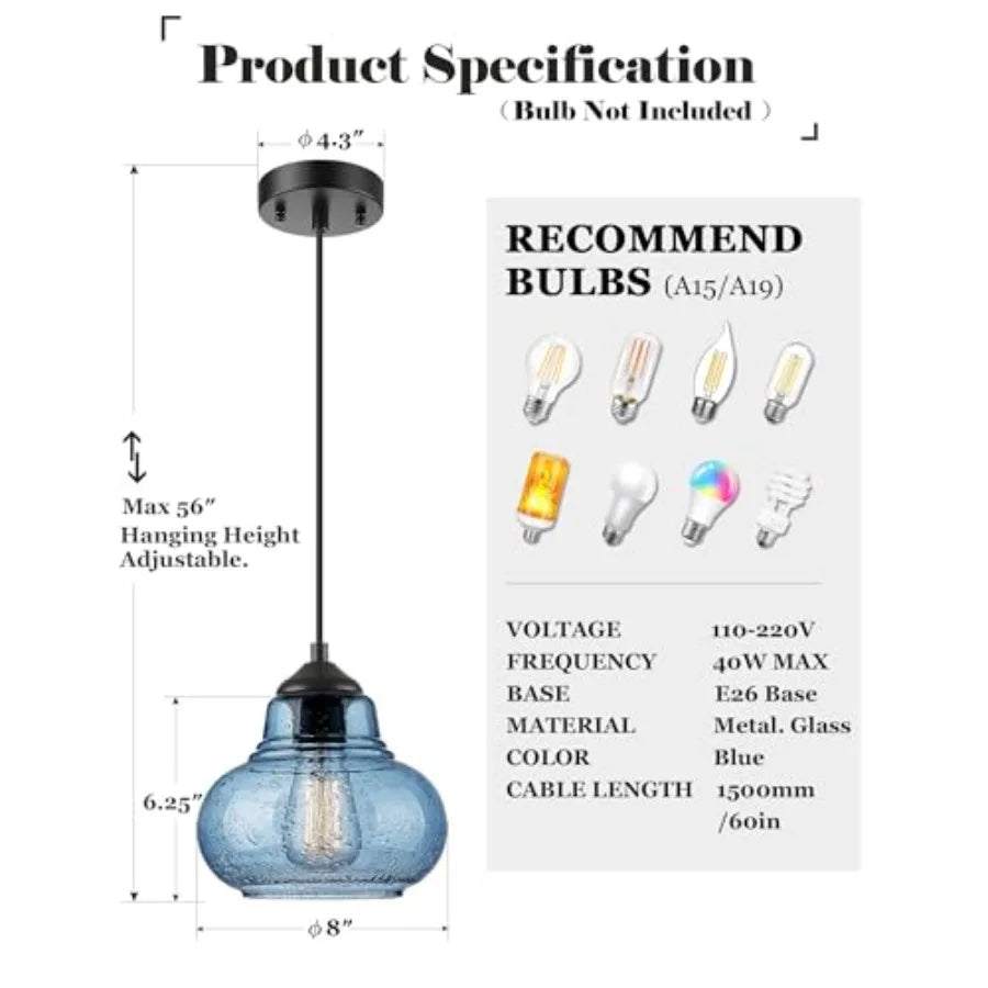 Modern Hand Blown Bubble Glass Pendant Light Fixtures