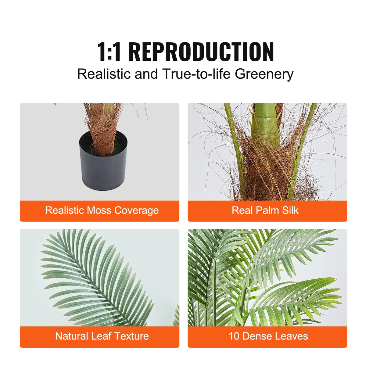 Artificial Palm Tree Faux Plant With Anti Tip Support Base