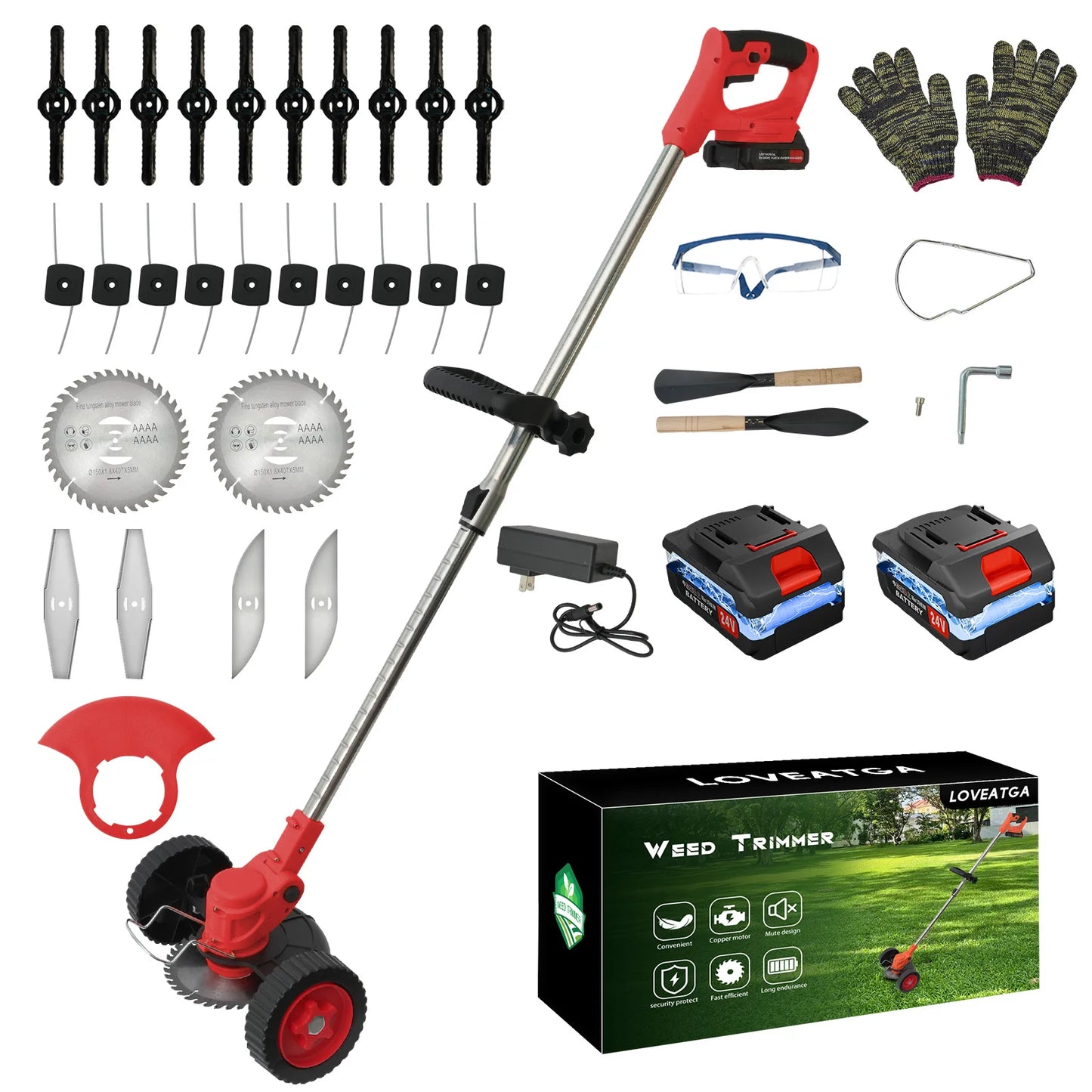 21V Cordless Grass Trimmer 3 In 1 Edger Mower With Batteries