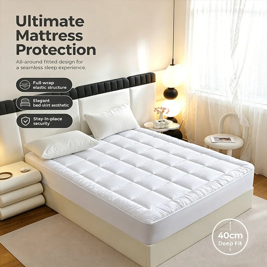 easYum 360GSM Polyester Quilted Mattress Topper Protector Cover