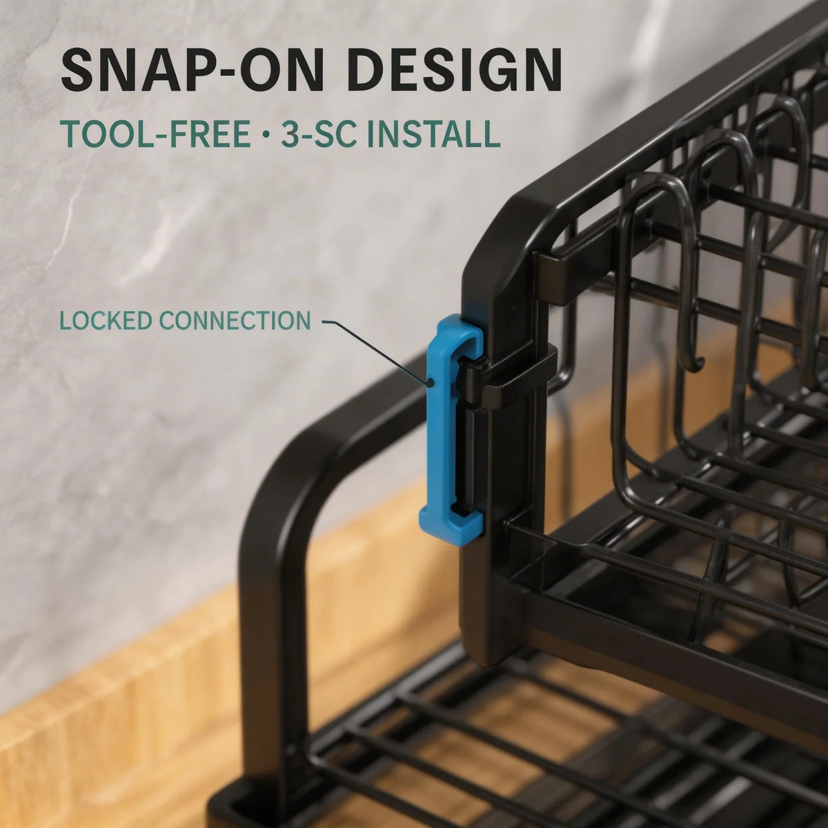 HiMISS Kitchen Countertop Dish Drying Rack With Drainage Tray
