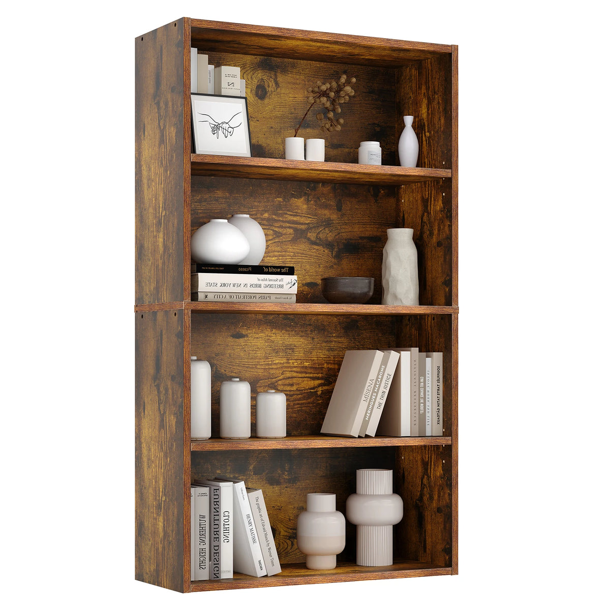 JHK Four Tier Wooden Bookcase For Home Office Storage