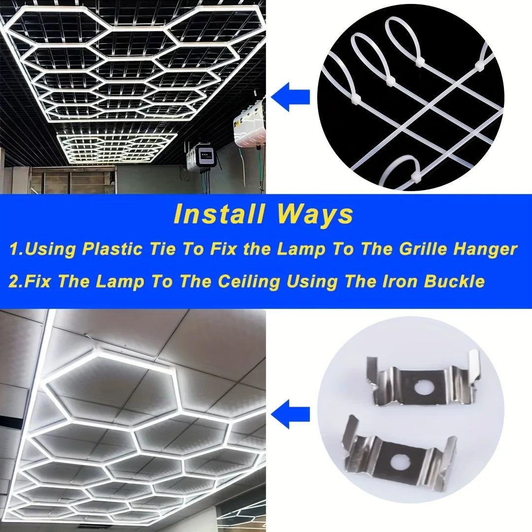 Hexagon LED Garage Light Honeycomb Ceiling Tube Lighting
