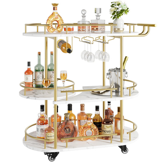 TWISTER.CK Four Tier Bar Cart With Storage And Wine Rack