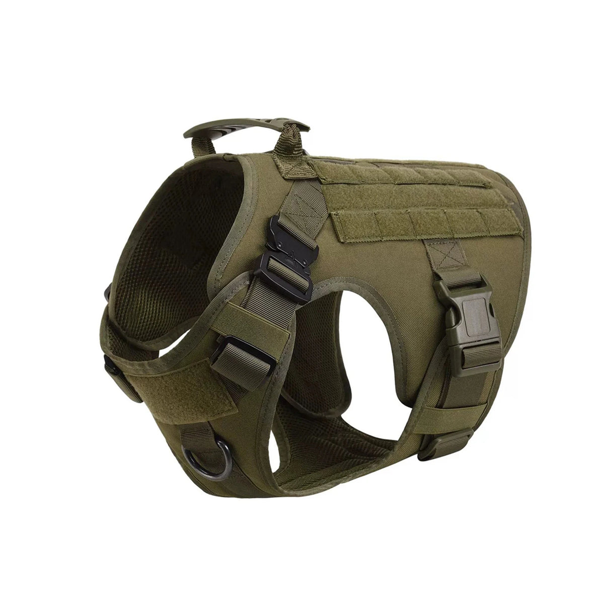 Tactical Nylon Dog Harness Collar With Molle Pouches For Large Pets