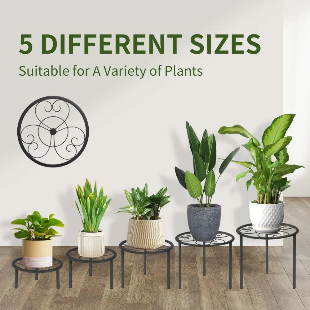 NBVCX Metal Plant Stand Set Of Five Heavy Duty Indoor Outdoor Racks