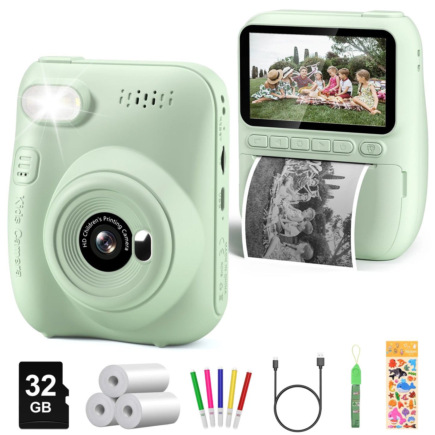 Diamooky CN Kids Digital Camera Instant Print 32MP HD 1080P