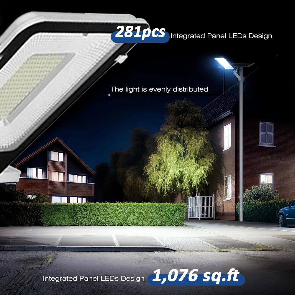 8000mAh Solar Street Light Dusk to Dawn LED Flood Lamp