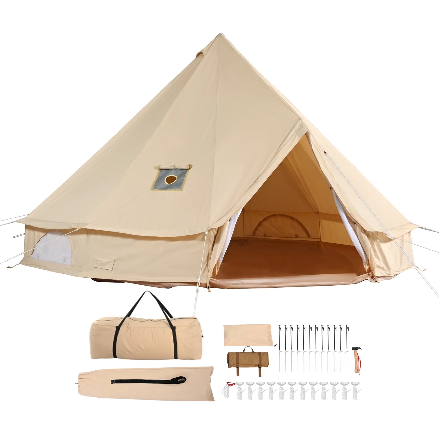 SucceBuy Canvas Bell Tent For Camping Holds Eight People