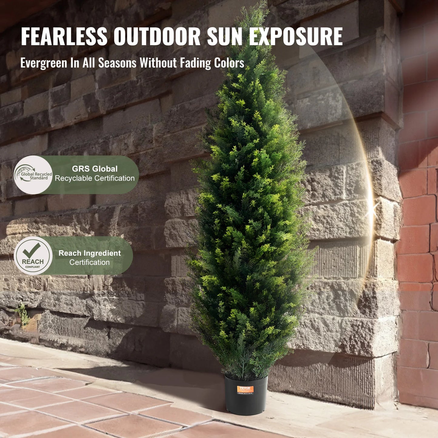 SucceBuy Cedar Topiary Tree Set Outdoor Evergreen Artificial Plant Decor