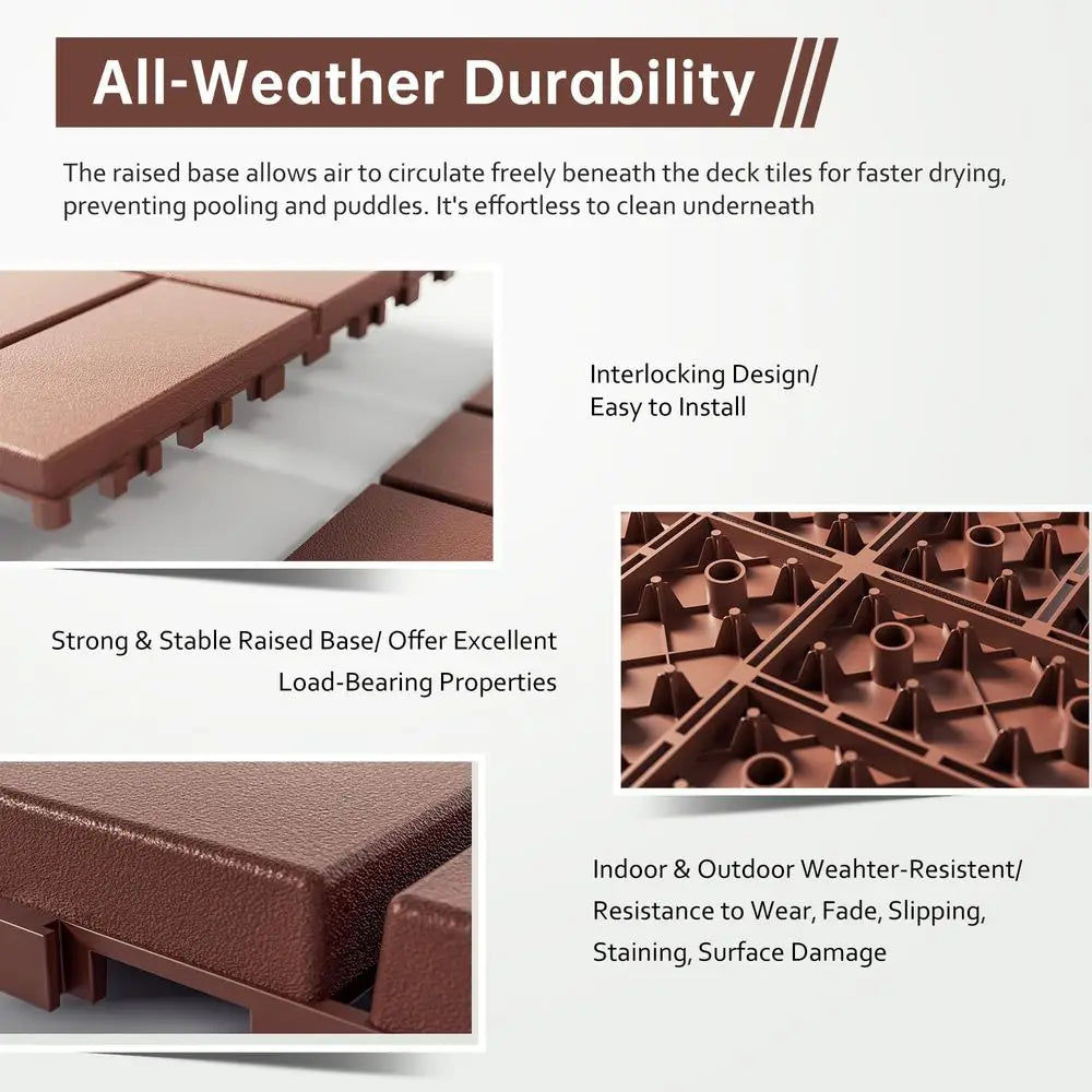 Interlocking Deck Tiles Outdoor Patio All Weather Flooring