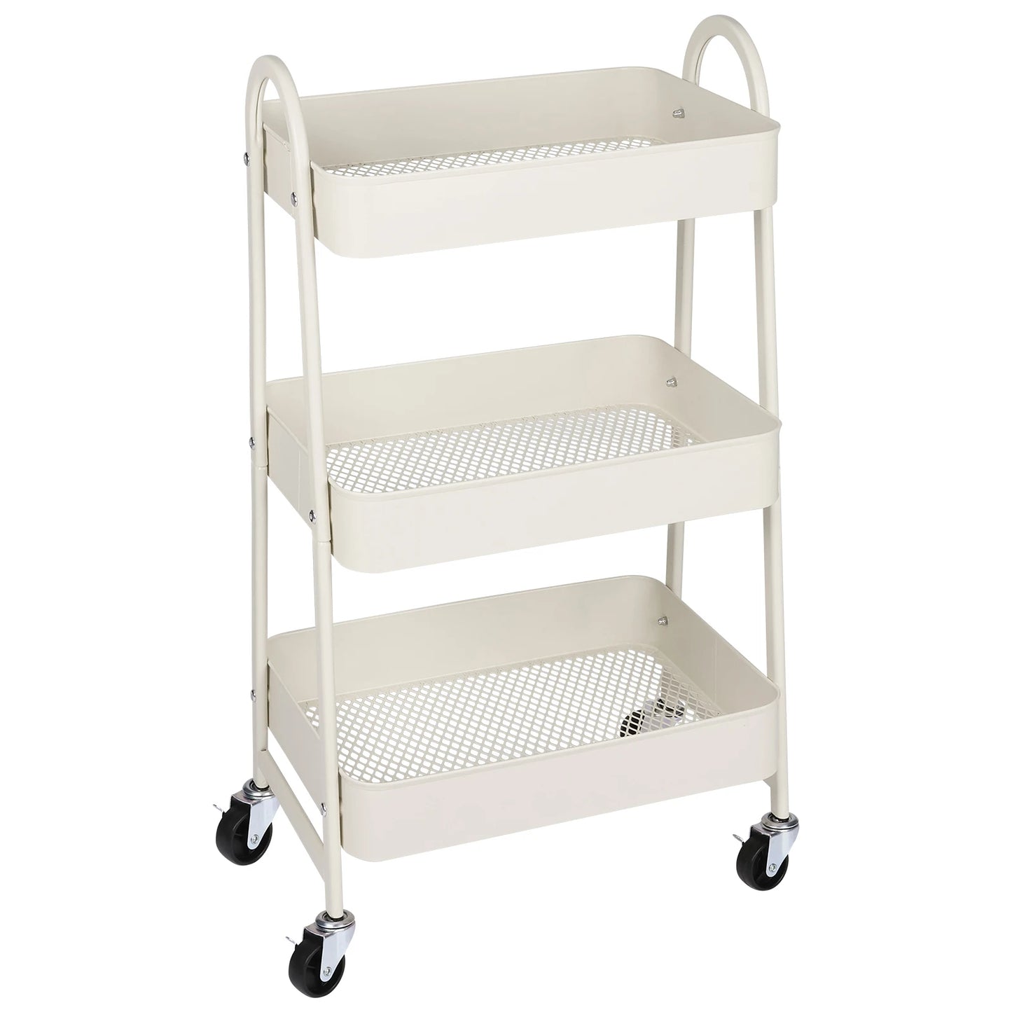 JHK 3 Tier Metal Storage Cart With Lockable Wheels
