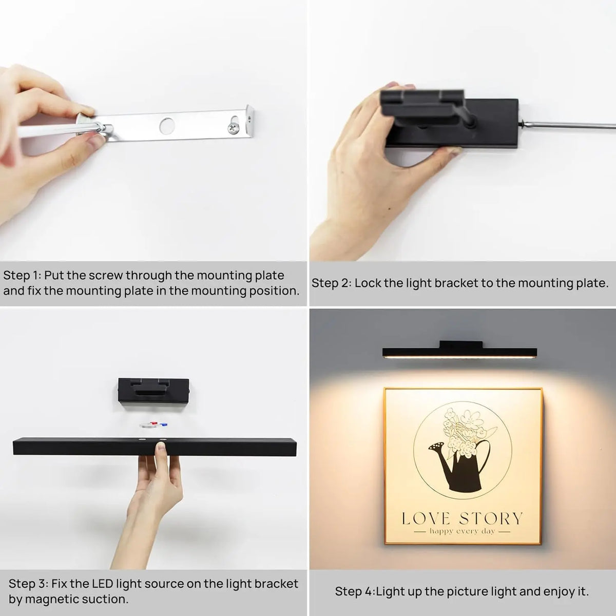 Prtiloud 16 Inch Battery Powered Wall Mount Art Light