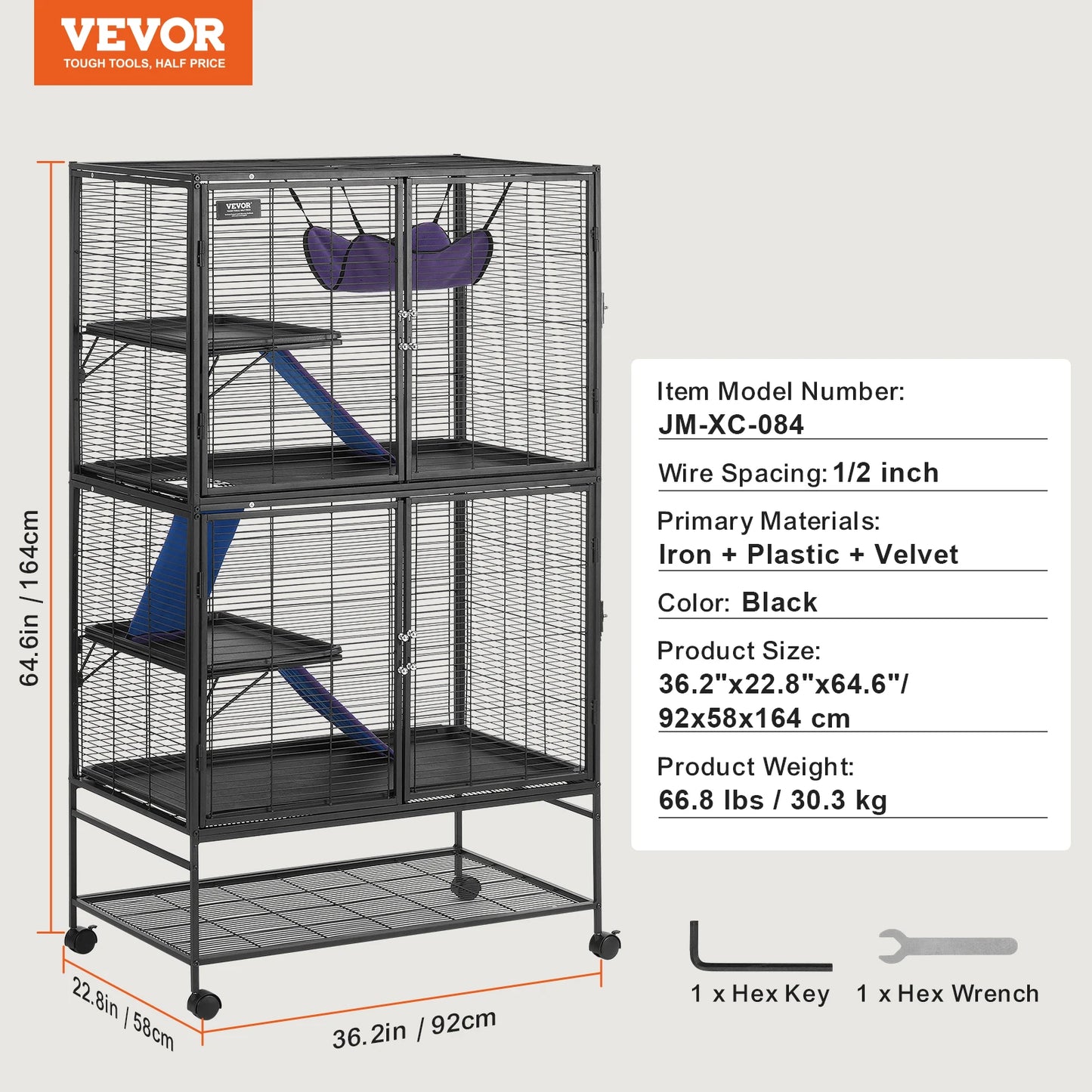 SucceBuy Rolling Metal Ferret Cage 4 Tier Critter Nation Cage