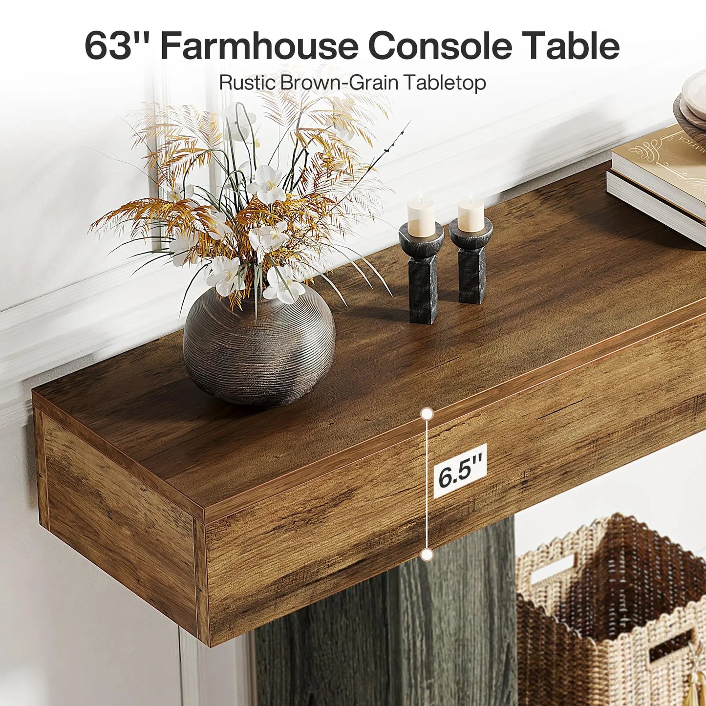 Tribesigns Farmhouse Console Table 2-Tier Entryway With U Shaped Base