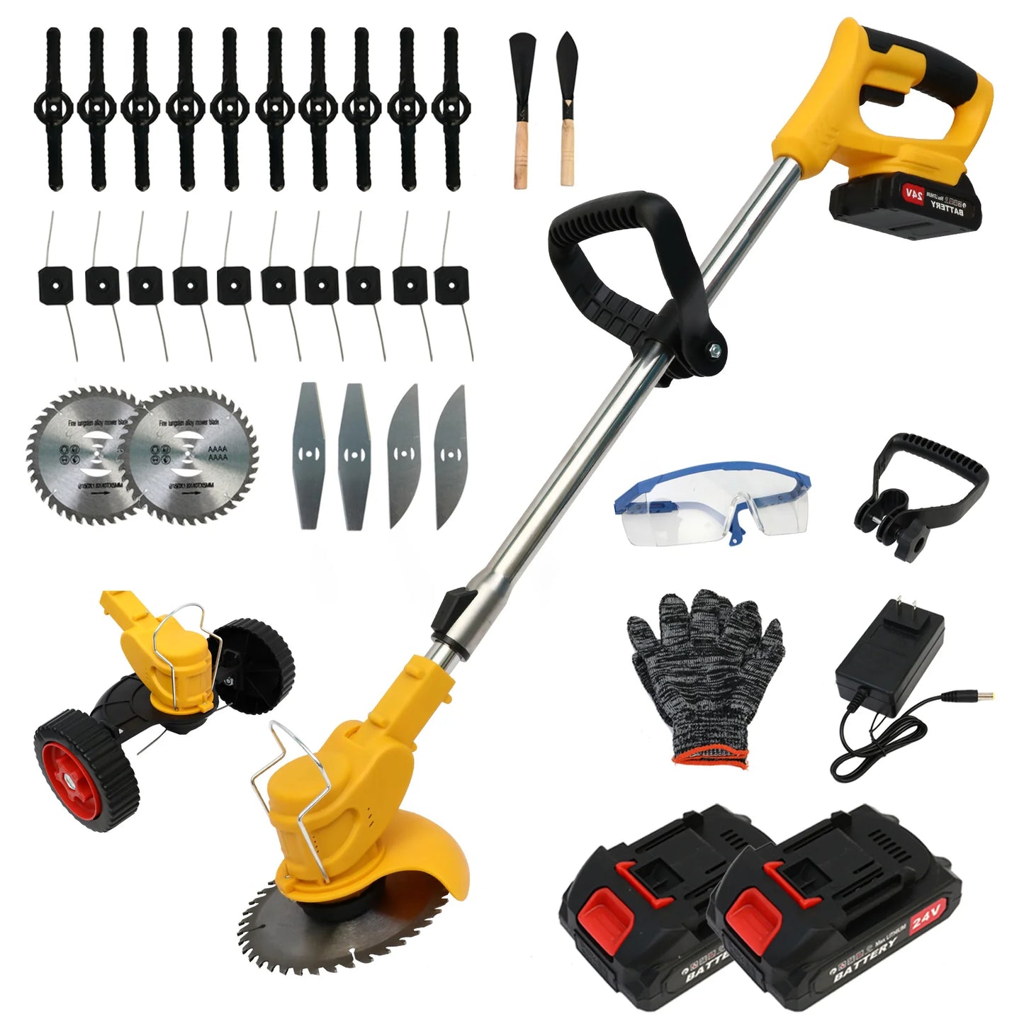 21V Cordless Grass Trimmer 3 In 1 Edger Mower With Batteries