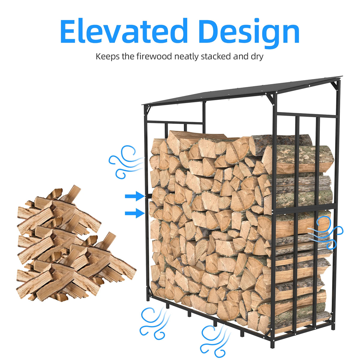 Heavy Duty Metal Firewood Rack With Protective Cover