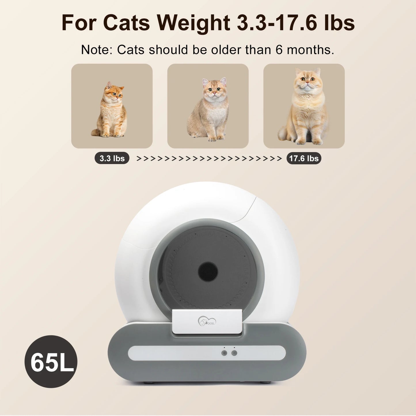 DOEL Self Cleaning Cat Litter Box App Control 2.4G WiFi
