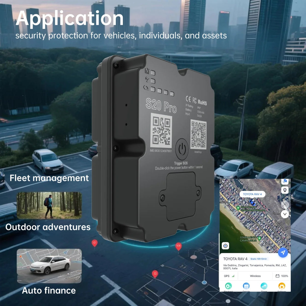 Wanwaytech Wireless 4G GPS Tracker With Real-Time Location Monitoring