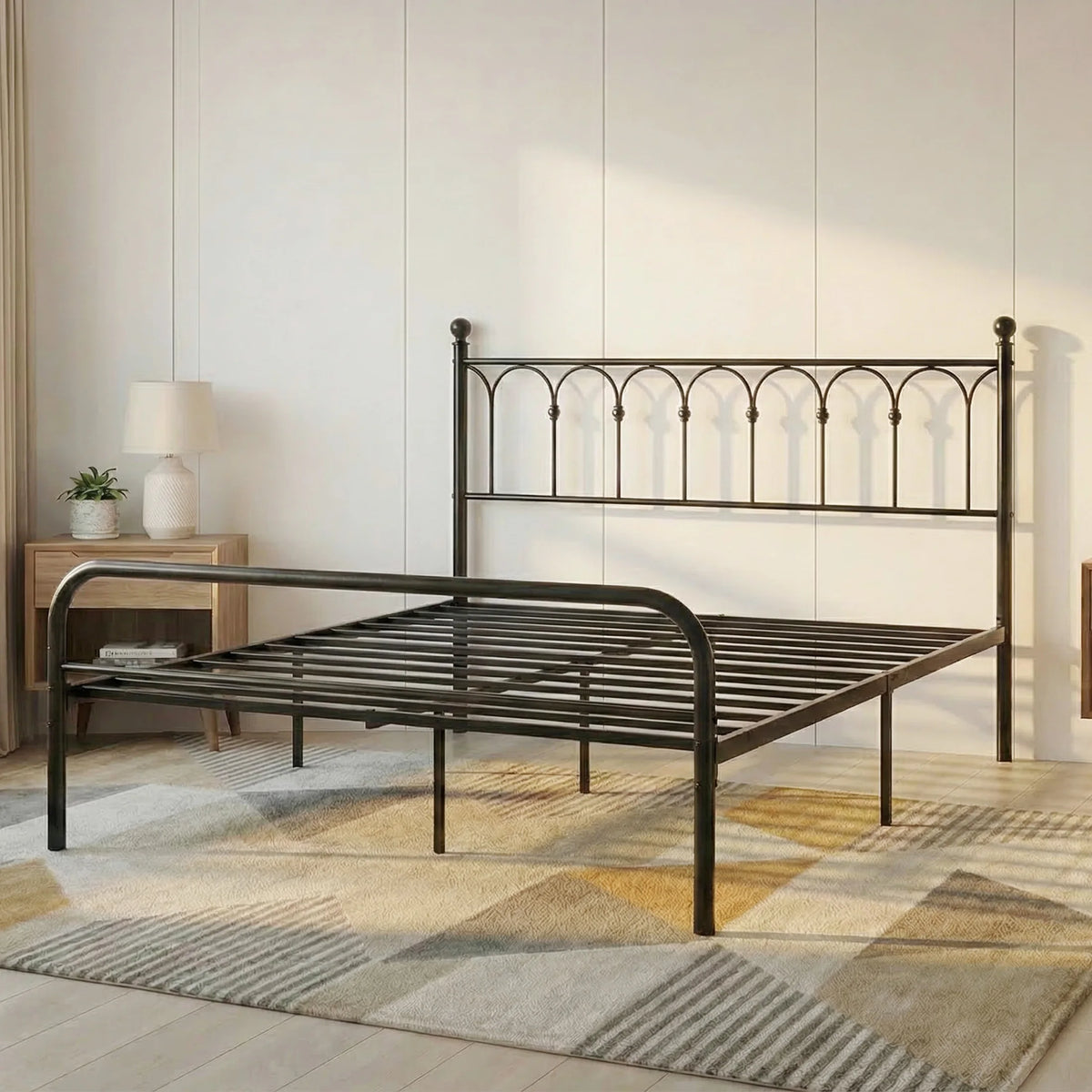 JHK Square Metal Platform Bed Frame Heavy Duty No Boxspring