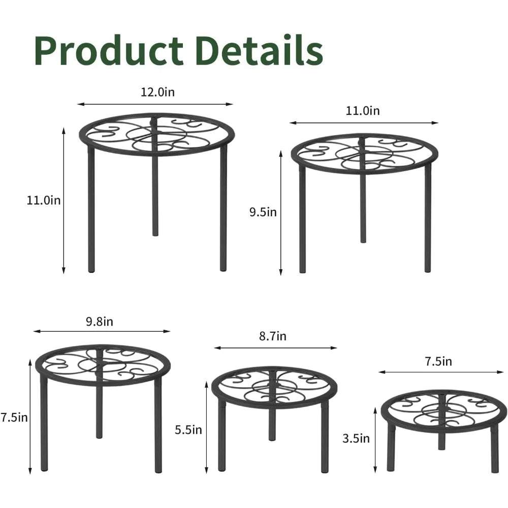 NBVCX Metal Plant Stand Set Of Five Heavy Duty Indoor Outdoor Racks