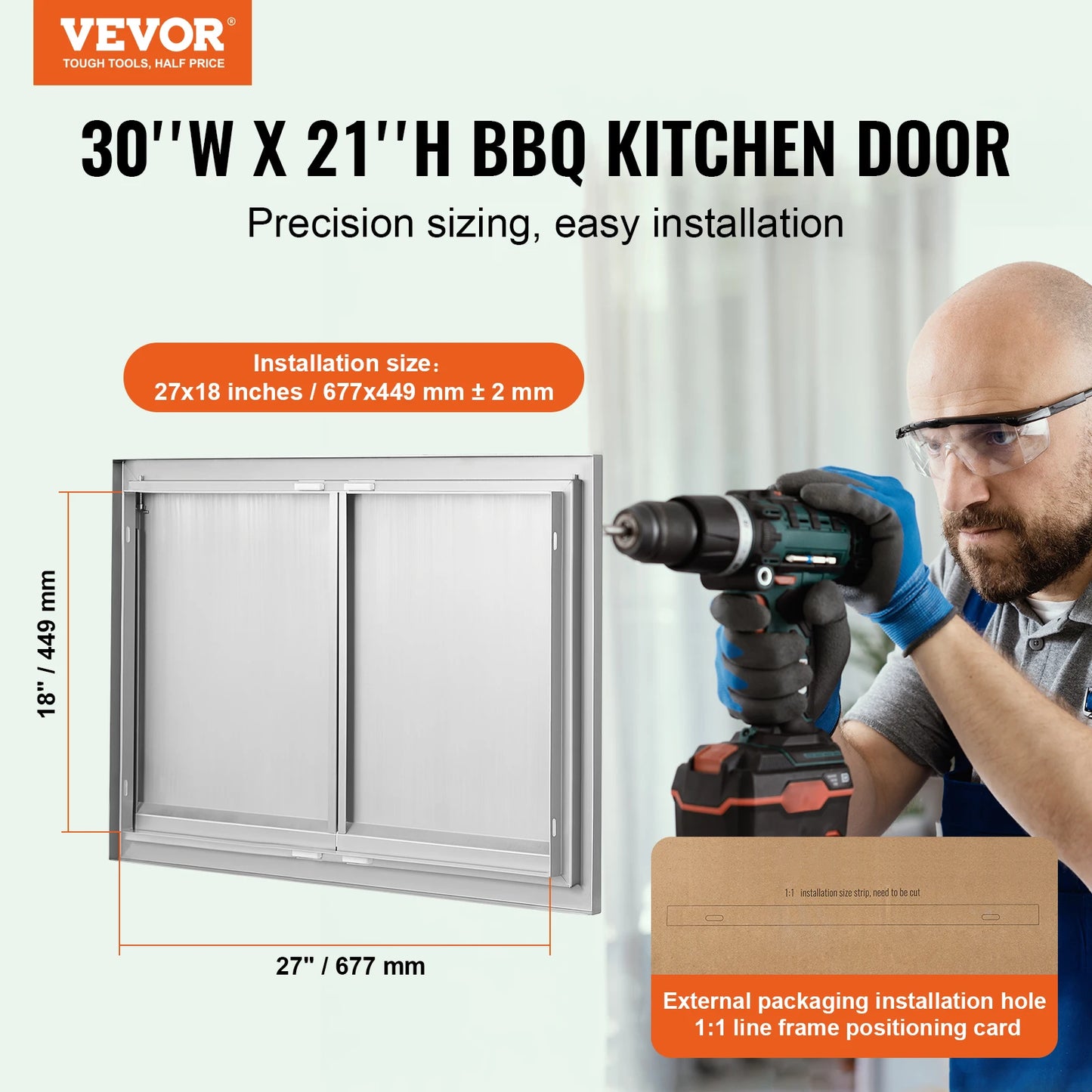 Stainless Steel BBQ Access Door Flush Mount For Outdoor Kitchen