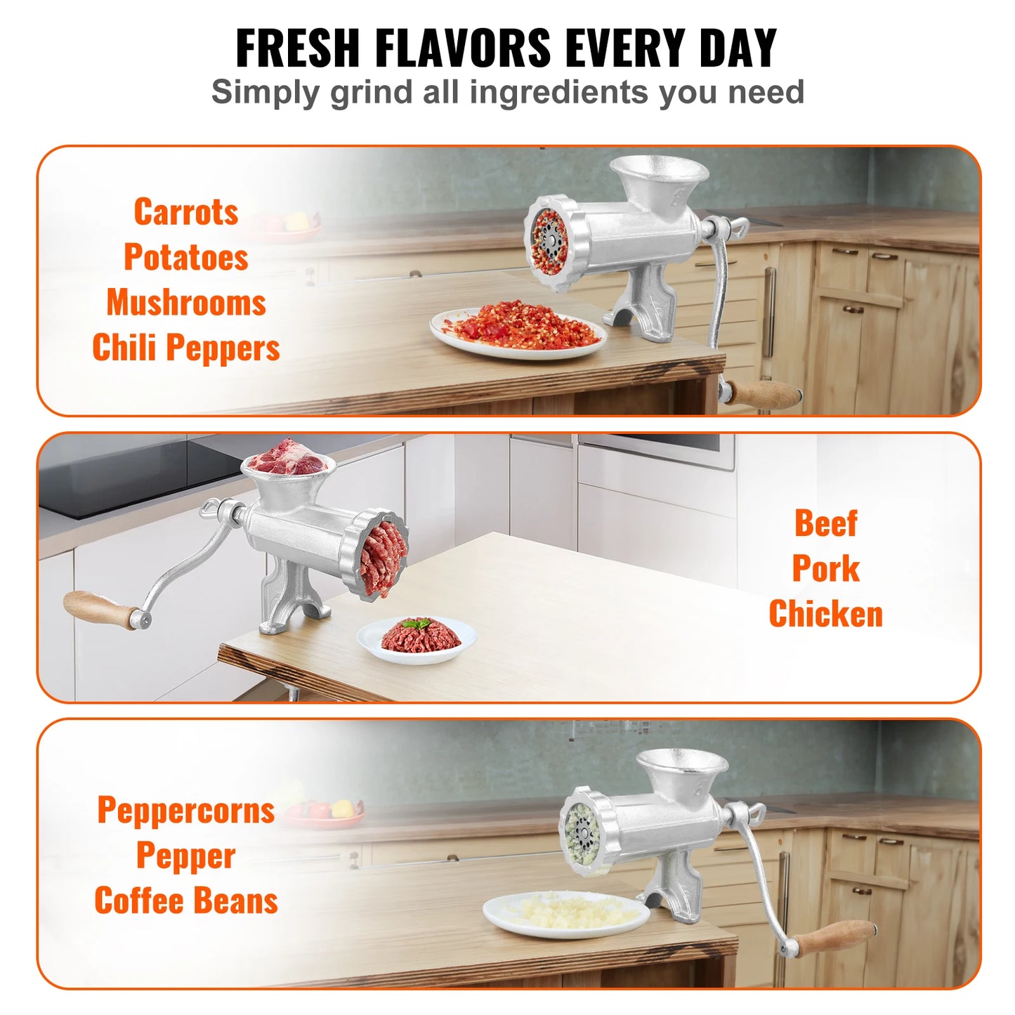 Succebuy Manual Meat Grinder Heavy Duty Cast Iron Table Clamp Mincer