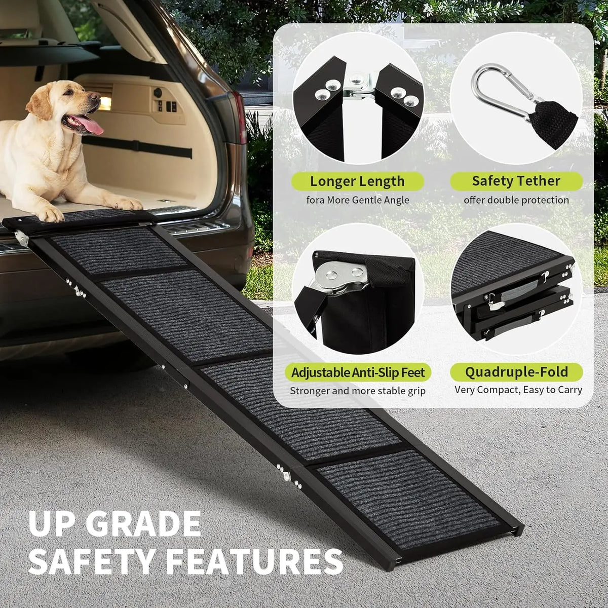HiMISS Folding Dog Ramp For Cars With Non Slip Surface