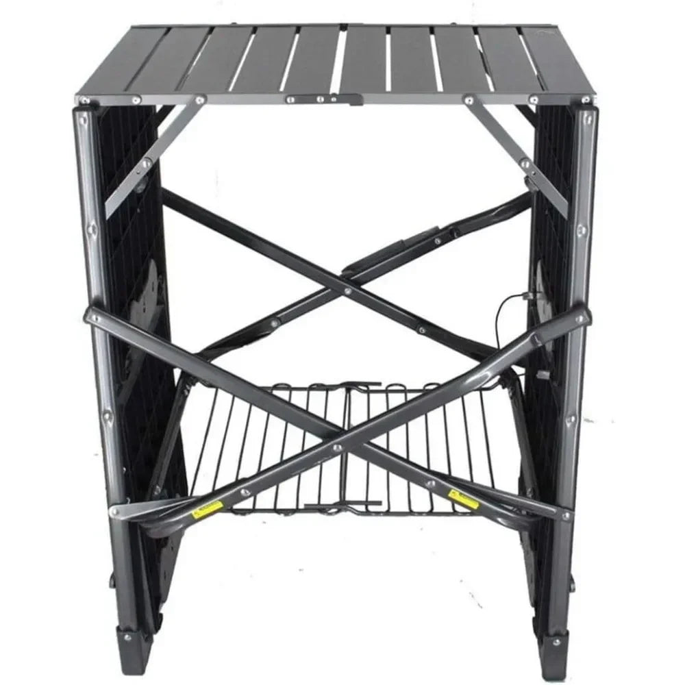 Portable Folding Outdoor Kitchen Table With Heat Resistant Top And Storage