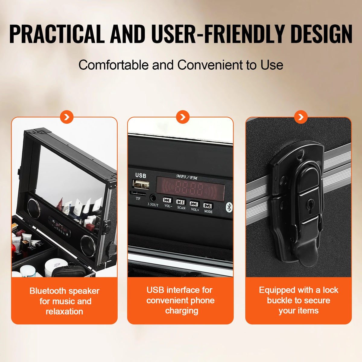 SucceBuy Large Aluminum Rolling Makeup Train Case With Workbench