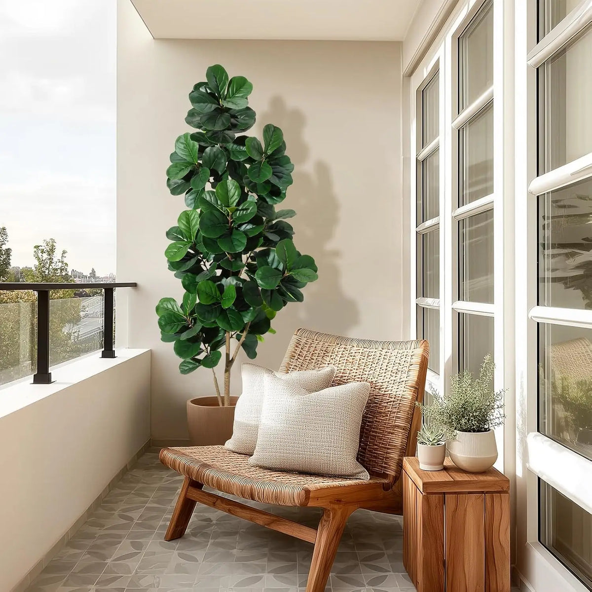 HiMISS Realistic Artificial Fiddle Leaf Fig Tree With Planter Pot
