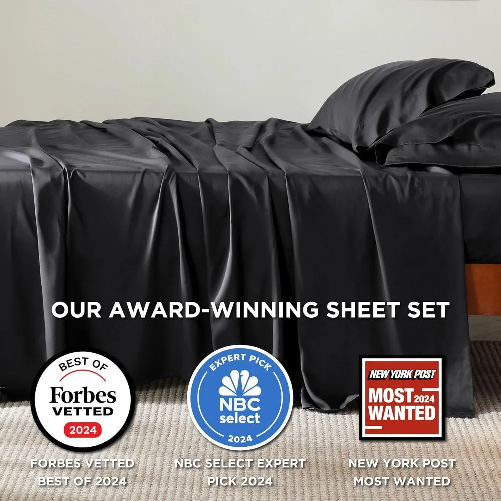 Xiuwo Queen Bamboo Rayon Black Cooling Sheet Set