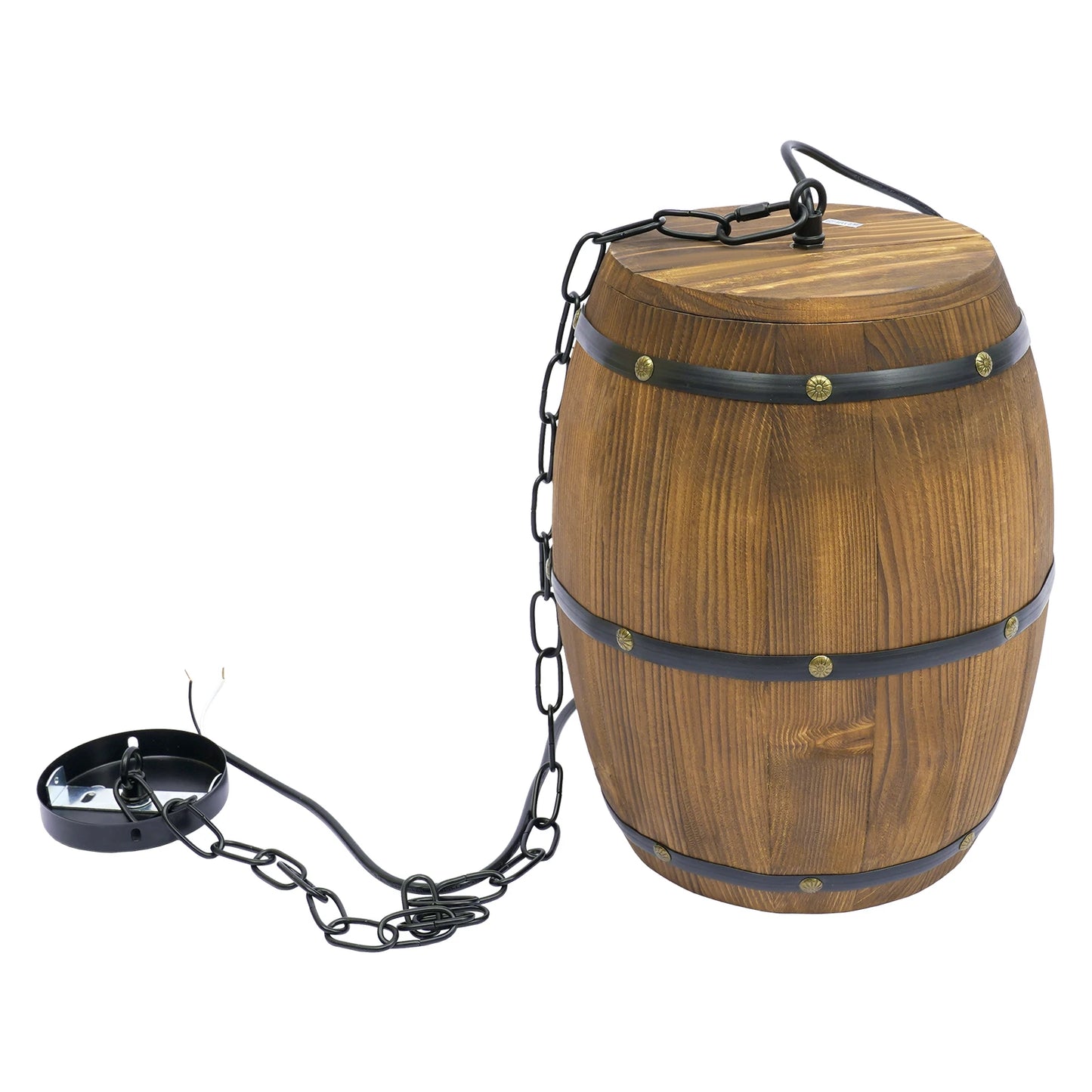 Retro Wood Wine Barrel Pendant Light For Bar Cafe Home