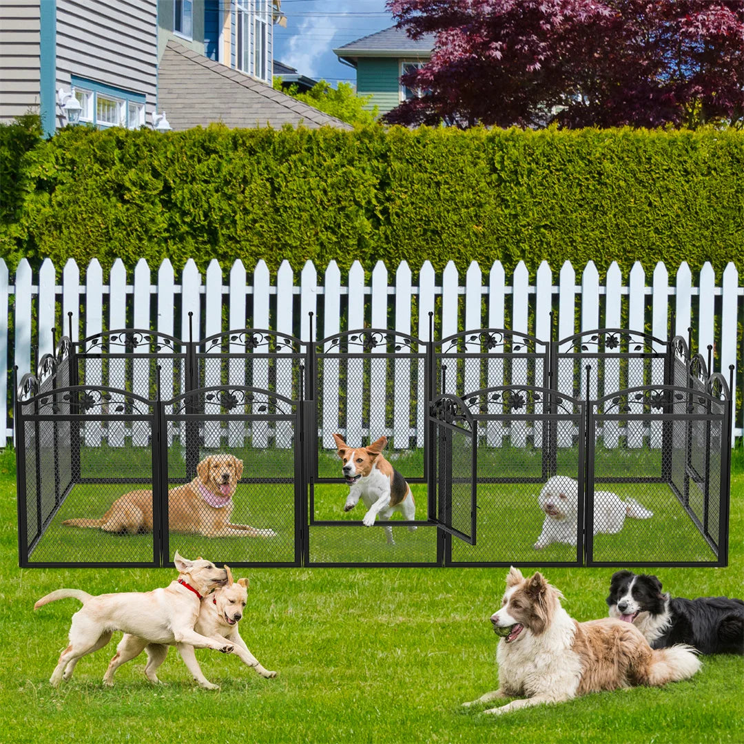 BINGOPAW Heavy Duty Dog Playpen Metal Fence With Waterproof Whelping Pad