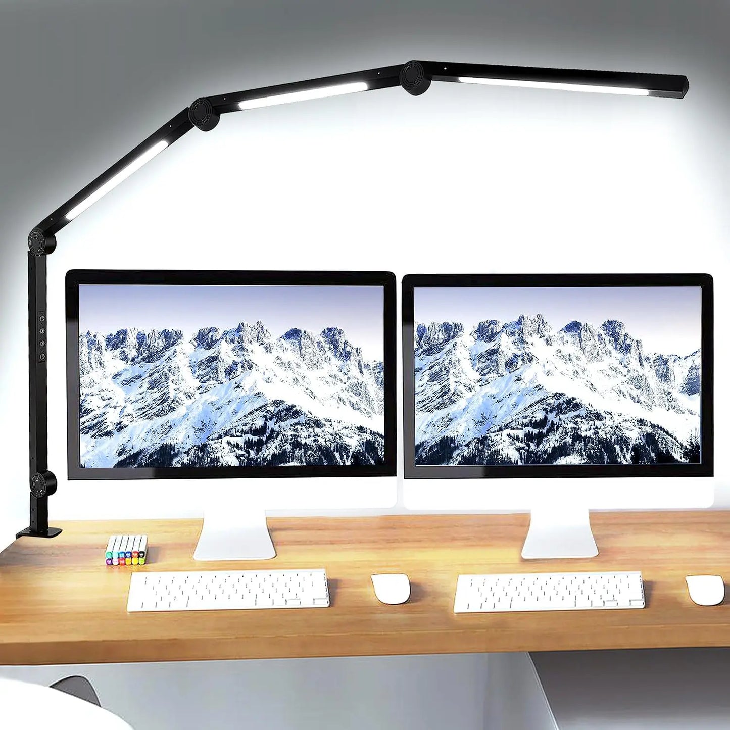 LED Desk Lamp With Clamp Flexible Swing Arm Color Modes