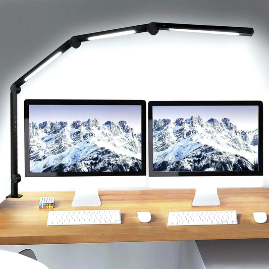 LED Desk Lamp With Clamp Flexible Swing Arm Color Modes