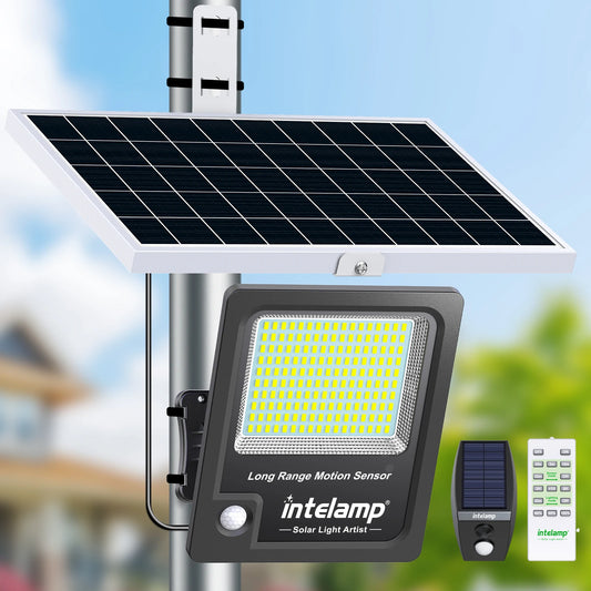Intelamp Dual Sensor Outdoor Solar Light With 12000mAh Battery