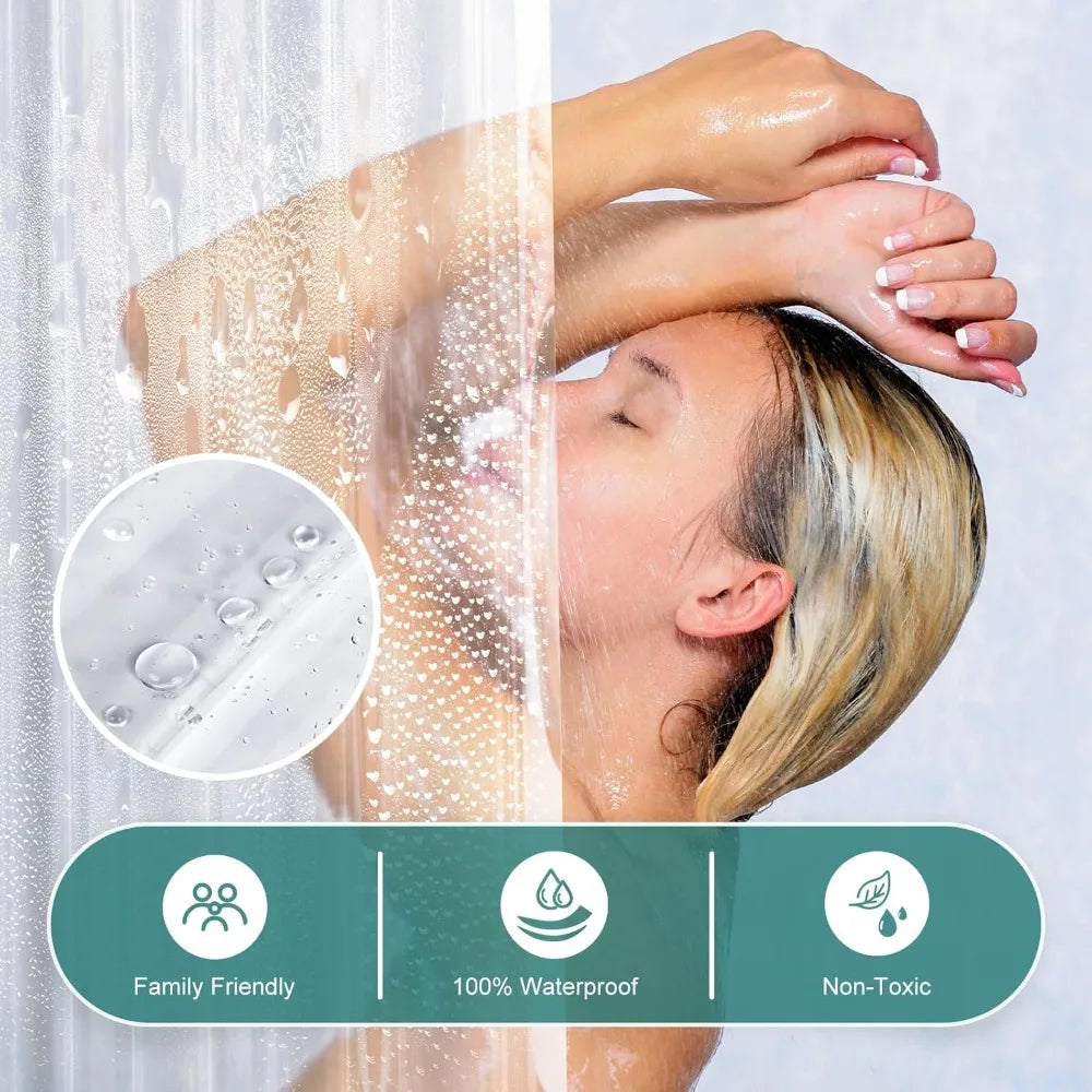 Clear Polyester Shower Curtain Liner With Weighted Bottom Waterproof