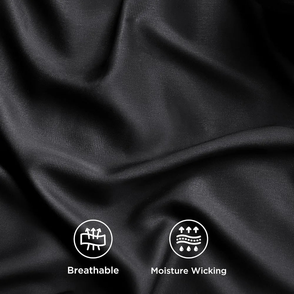Xiuwo Queen Bamboo Rayon Black Cooling Sheet Set