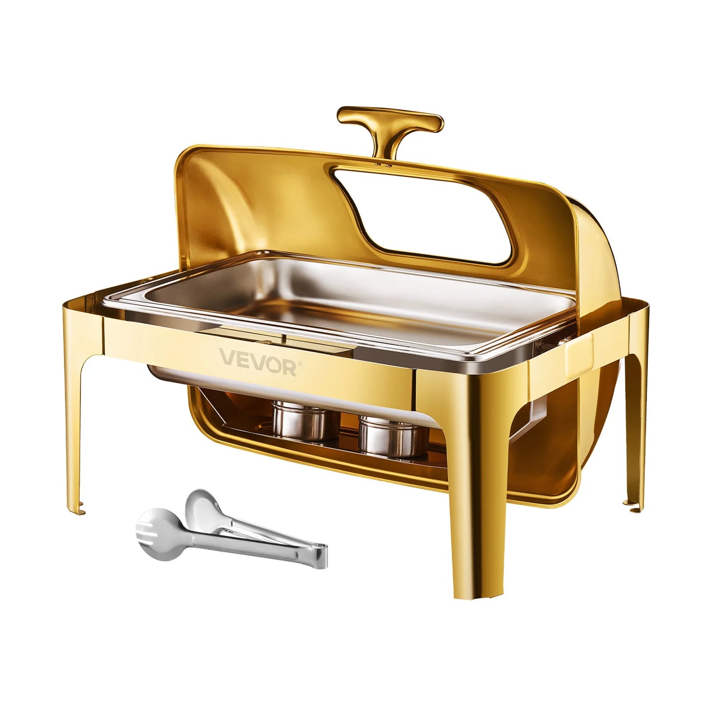 SucceBuy Roll Top Chafing Dish Stainless Steel Buffet Server